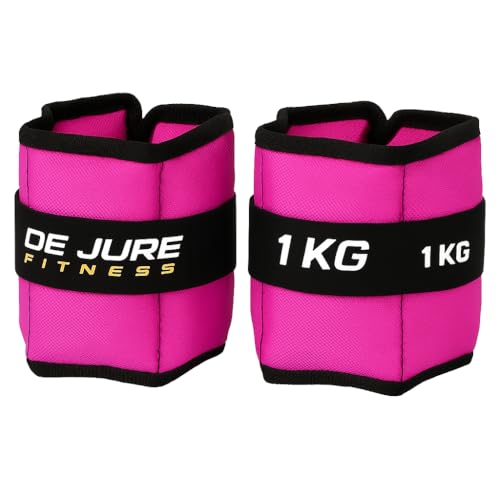 Image of De Jure Fitness Adjustable Ankle & Wrist Weights Pair (1KG x 2) for Men & Women | Strength Training, Walking, Running, Workout, Yoga | Comfortable, Durable | Pink - 2KG
