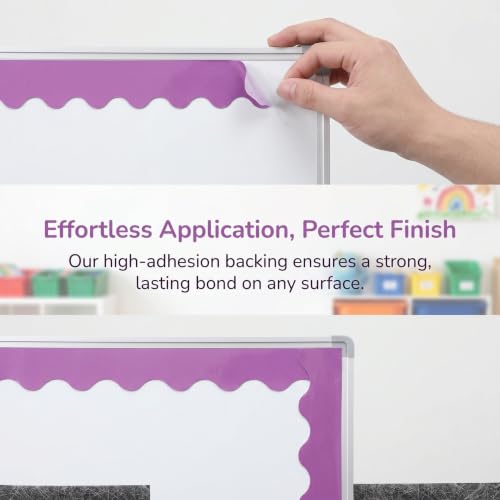 OSALADI Purple Waterproof Bulletin Board Border Decorations with Weatherproof Adhesion and Multi-use Design, Paper Material Rolled Border Trim for Indoor and Outdoor Classroom, School, - Image 3