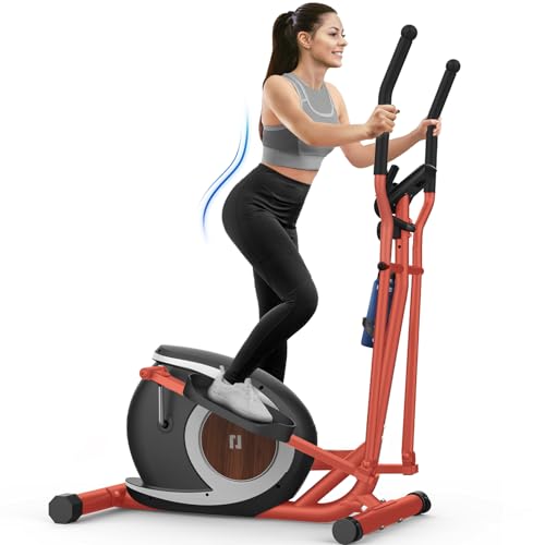 Bicicleta Elíptica para Casa, Máquina Elíptica Magnética con 16 Niveles de Resistencia, Monitor LCD, Pedal Antideslizante, Portabotellas, Capacidad de Carga 265 LBS Fitness Elíptico