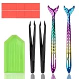 Paquete: Recibirás 10 X Arcilla de pegamento para pintura + 2 X Bolígrafos de sirena + 2 X Pinzas + 2 X Bandeja de plástico. Este kit completo le proporciona las herramientas necesarias para pintar con diamantes