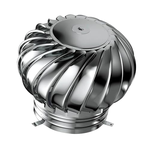 CWCQGH Dach-Windturbinen-Kappenentlüftung, 15,7\" - 4,3\" Abgaskappe, Dachkaminentlüftung, drehbare Dachentlüftungsöffnung, stromloser Rotations-Dämm-Dachventilator,250mm/9.8in