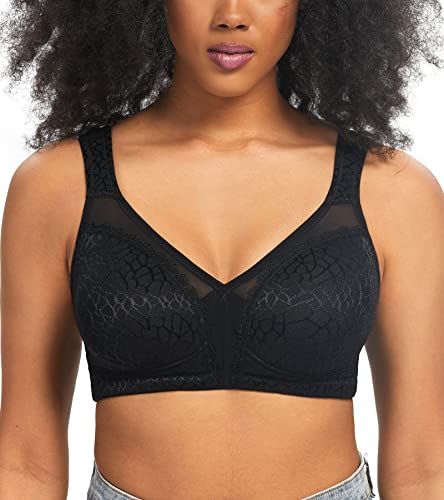 Haci Women's Minimizer Bra Full Coverage Non Padded Wirefree Plus Size For Large Bust Support Seamless(38B, Black) #TOP12