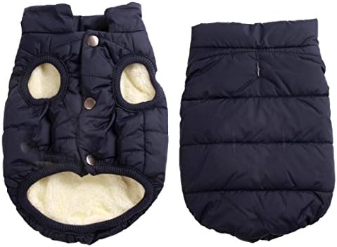 JoyDaog 2 Layers Fleece Lined Super Warm Dog Jacket for Winter Cold Weather,Extra Soft Puppy Vest Windproof Doggie Coat,Blue S