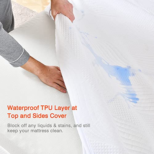 Full Size Mattress Protector, Sweetnight Waterproof Mattress Protector Against Liquids & Stain Resistant, Breathable Bamboo Mattress Protector Full For Noiseless Sleep, Fitted 8"-18" Deep & Easy Care #TOP1