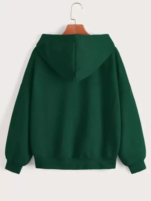 Image of Womens Cotton Relaxed Fit Solid Casual Zipper Hoodie Sweatshirt with Hooded Neck and Side Pocket for Winter