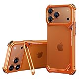 OATSBASF 9 Case for iPhone 17 Pro Max Bumper Case Metal, Aluminum Frame Slim Fit No Back Design, Compatible with MagSafe, Shockproof Protection, Minimalist Frameless Phone Case, Orange
