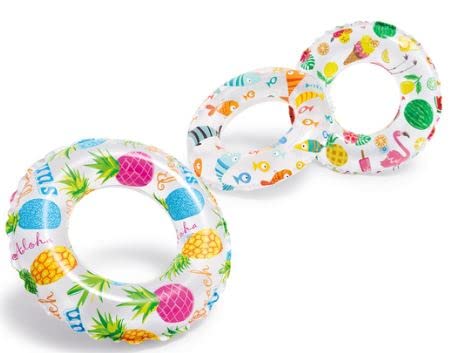 Intex Lively Print Swim Rings, Pack of 3, Assorted Swim Tubes for Pool, River or Lake by Intex - Used condition - US$5.94