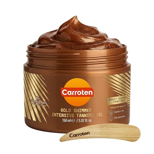 Carroten Gold Shimmer Tanning Gel | Browning Tan Accelerator | Non-Greasy, Water-Resistant with...