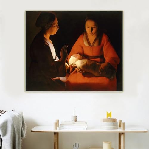 Toile Georges de la Tour Nouveau-né : décoration murale apaisante pour chambre et bureau