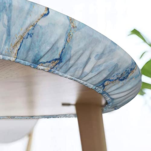 Fiokroo White Blue Marble Tablecloth with Elastic Edge, Round Table Cloth Washable Reusable Table Cover for Kitchen Dining Party Picnic, Medium by Fiokroo - Used condition - Image 6