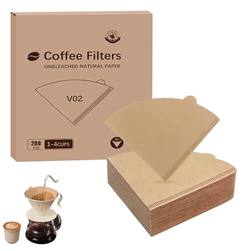 AMSGANK Cone Coffee Filter, 200 Count #2 Disposable Coffee Paper Filters Suitable for V60 Size 02 Unbleached Paper Coffee Filters for Pour Over Coffee Filter and Drip Coffee Make