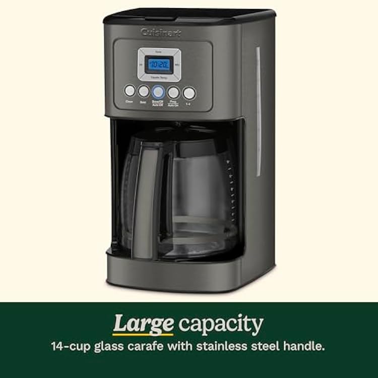 Cuisinart 14-Cup Coffee Maker, Programmable PerfecTemp Glass Carafe Coffee Machine with 1-4 Cup Setting, Brew Strength Control and Pause, Stainless Steel, DCC-3200BKSNAS, Black