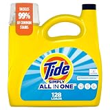 Tide Simply All-In-One Liquid Laundry Detergent, Refreshing Breeze Scent, 128 Loads, 168 fl oz
