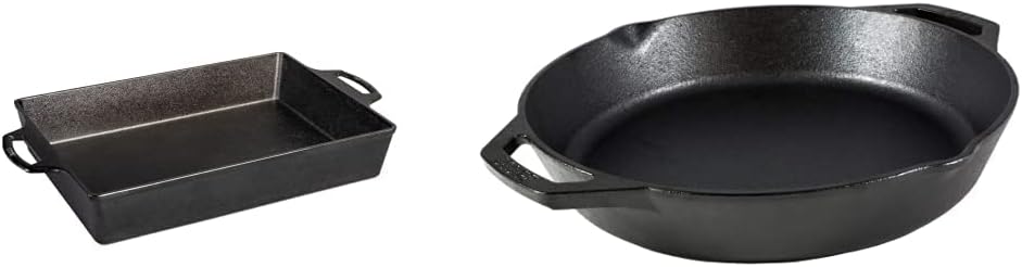 Lodge 9"x13" Cast Iron Casserole L10SKL Cast Iron Pan, 12", Black