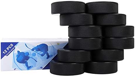 Golden Sport Ice Hockey Pucks, 12pcs, Official Regulation, for Practicing and Classic Training, Diameter 3", Thickness 1", 6oz, Black