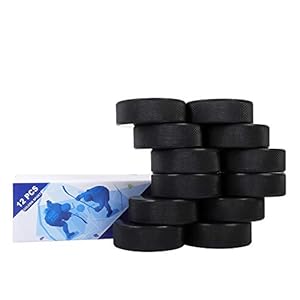 Ice Hockey Pucks, 12pcs, Official Regulation, for Practicing and Classic Training, Diameter 3″, Thickness 1″, 6oz, Black