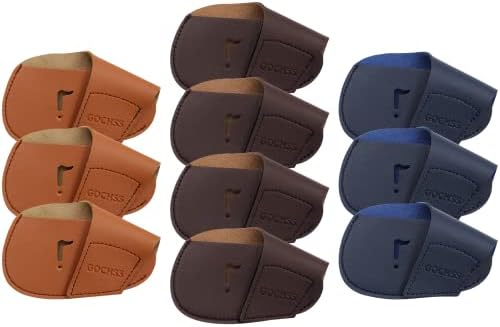 GOCHSS I Golf Iron Headcovers 10pcs PU Fit Both Right-Handed Clubs Golf Club Protector for Titleist Callaway Ping Taylormade Fit More Brands Golf Iron.（Yellow+Dark Green+Brown）