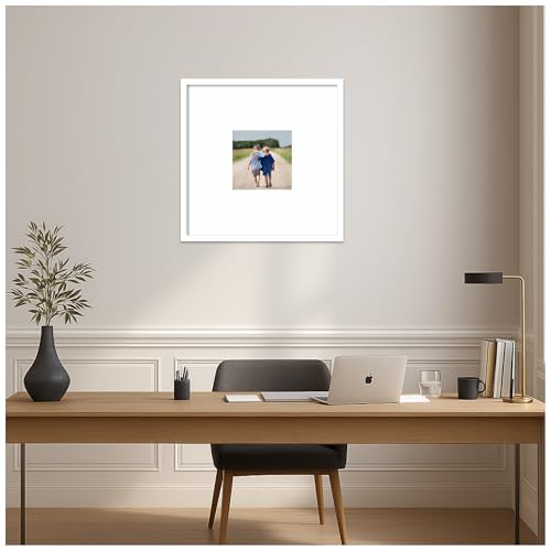 Amanti Art Picture Frame 20x20 Matted to 8x8 Photo Frame, Svelte White Wood Framing for your Wedding Photos, Family Pictures, Diploma, Certificate, Kids Art Gift for Mom or Poster Wall Decor by Amanti Art - Image 5