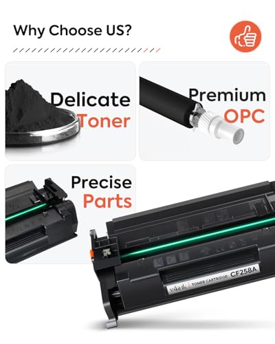 Image of v4ink 58A CF258A Black Toner Cartridge (with Chip) Compatible Replacement for HP CF258A 58A 58X Toner Cartridge for HP Pro M404dn M404n M404dw MFP M428fdw M428fdn M428dw M406dn M430f Printer, 2 Pack