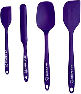 Simply GF Silicone Spatula Set of 4 – Gluten-Free Kitchen Utensils Clearly Labeled | Heat Resistant, Non-Stick, BPA-Free | Dynamic Purple | Gift Idea for GlutenFree Families