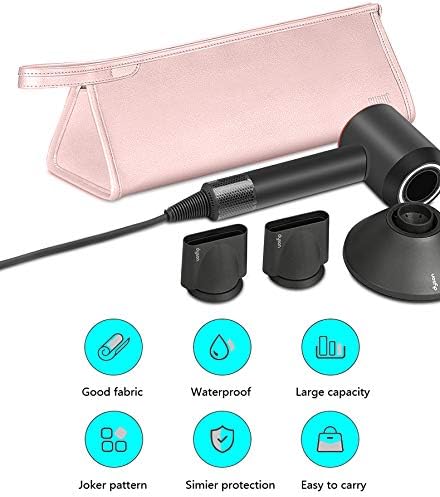 Kyrio Waterproof Hair Dryer Storage Bag Compatible with Dyson Supersonic Dryer Travel Portable Storage Bag Organizer Portable Dustproof Storage Bag Travel Case (Pink)