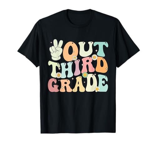 Peace Out Tercer Grado Retro Groovy Last Day Of School 2023 Camiseta