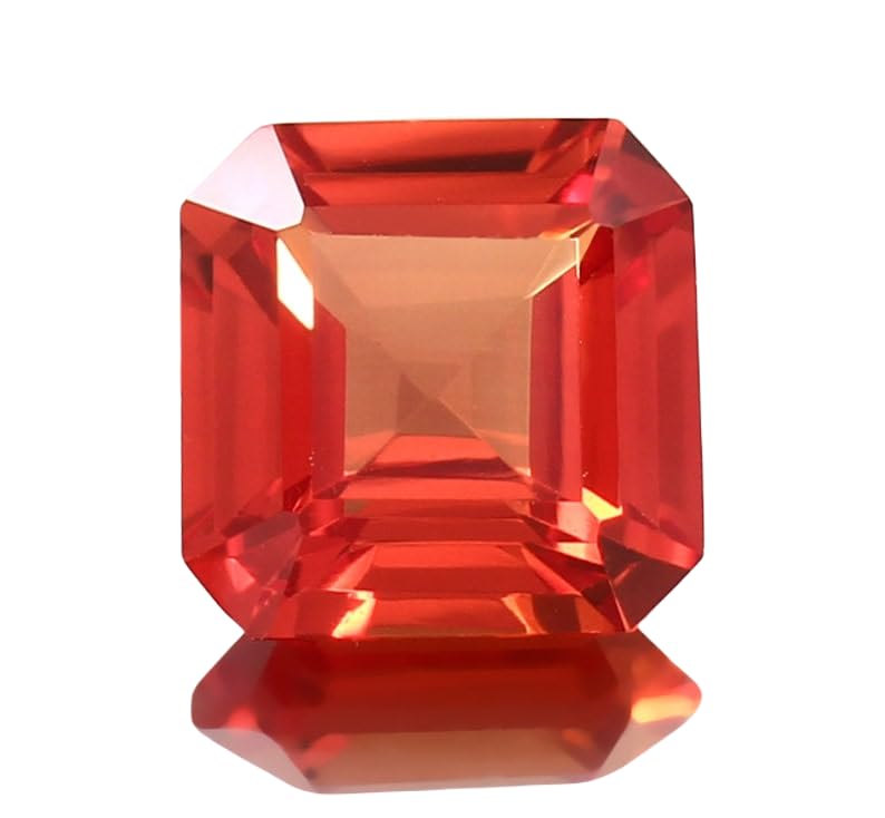 Saphir naturel Fanta Orange de forme Asscher 10 mm pour joaillerie fine