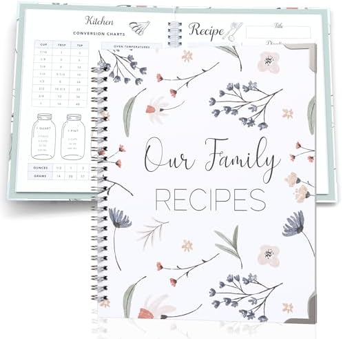 Blank Recipe Book To Write In Your Own Recipes - Family Recipe Journal to Create Your Own Cookbook - 100 Page Empty Spiral Recipe Notebook - Hardcover, Thick Paper DIY Cooking Book & Recipe Keeper