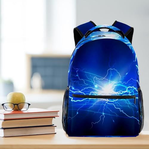 Sac à dos d'école bleu et multicolore 40cm pour ados - 5