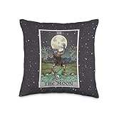 The Moon Tarot Card Gothic Halloween Werewolf Spooky Horror Throw Pillow