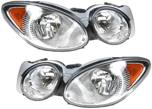 TRQ 2 Piece Headlight Assembly Set Driver & Passenger Side Compatible with 2005-2007 Buick LaCrosse GM2518142 GM2519142