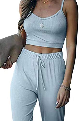 Workout sets for women 2 piece outfits sexy crop tops joggers pan…