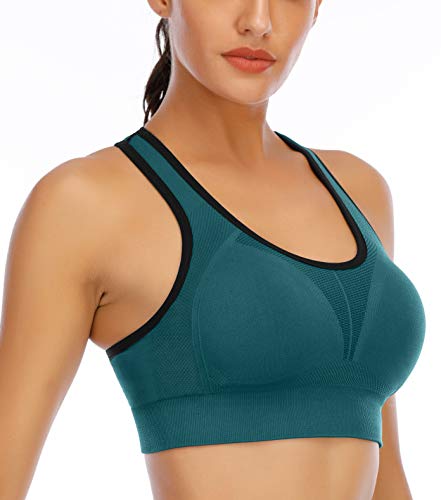 Iuga Sports Bras For Women High Impact Racerback Sports Bra Seamless Padded Sports Bra Yoga Bras Workout Bra Gym Activewear Bra (3 Packs-Black+Green+Maroon, Large) #TOP1