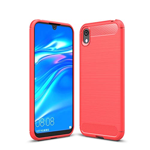 FanTing Cover per Huawei Y5 2019, Custodia Protezione in Morbida Silicone TPU, durevol, Anti Shock, Custodia per Huawei Y5 2019 -Rosso