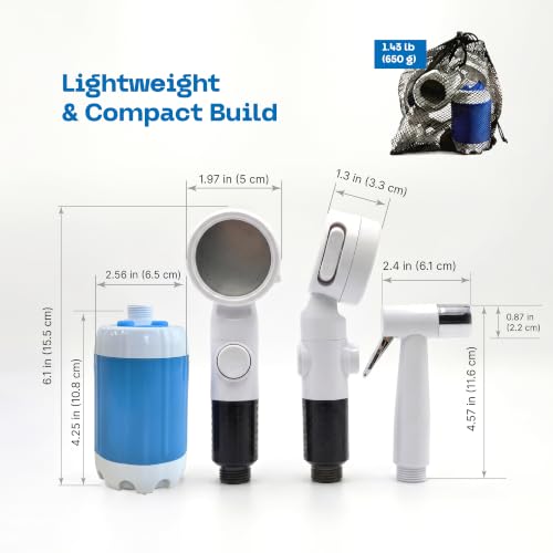 Ducha portátil para camping Xvolt con bomba eléctrica recargable, cabezal de ducha modular, manguera flexible y uso exterior miniatura 7