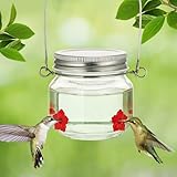 8 oz hummingbird feeder for outdoors durable mason jar glass humming bird feeder with 8 perforated flower nozzles wide top opening for easy filling cleaning