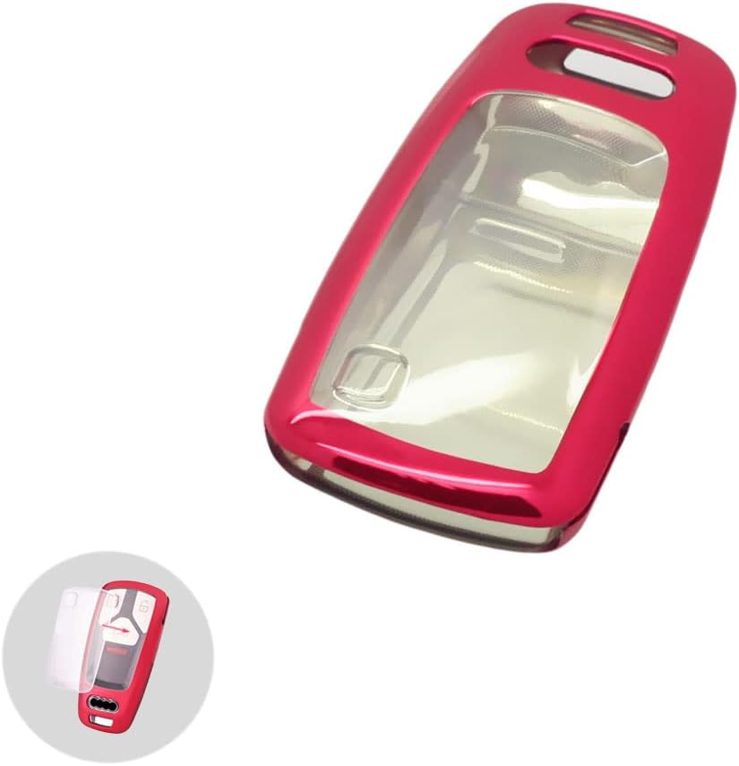 BROVACS Soft TPU Case Shell Cover Protector Holder Compatible with AUDI A4 A5 A4L S4 S5 Q5L Q7 TT Smart Remote Key Fob 3 4 Button SV9851 Red - Image 3