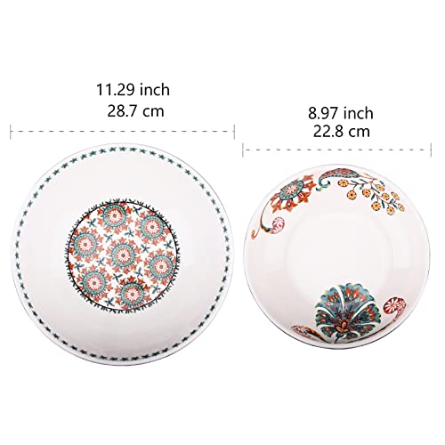 Sonemone Red Pasta Bowls Set Of 5 (1 Unit 114Oz, 4 Units 35Oz), Large Salad Bowls Set, Wide Farmhouse Floral Serving Bowls, For Pasta, Salad, Microwave & Dishwasher Safe #TOP3