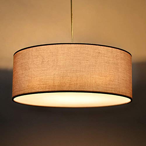 Sparksor Pendant Light Ceiling Hanging Lamp Modern Fabric Light Shade Large Grey Drum Lampshade Round For Bedroom Dining Room Living Room 3 Bulb, E26 #TOP2