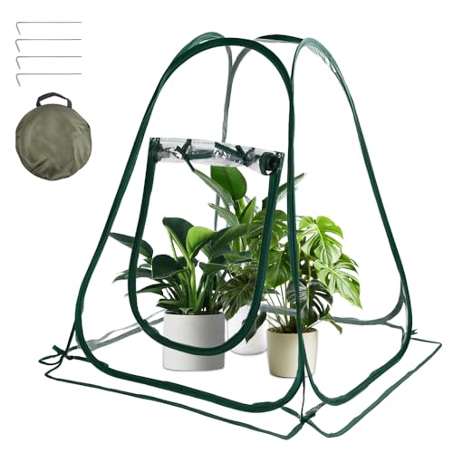 XPJBKC Serre d'Hivernage, Serre Hivernage Plante Exterieur en PVC Transparent, Pop Up Mini Serre de Jardin, Petite Serre de Jardin Exterieur et Intérieur pour Plantes, Légumes, Fleurs 70x70x80cm