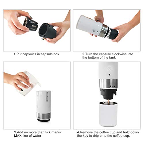 Boxwizard Portable Espresso Machine USB Coffee Maker Small Travel Coffee Machine(Size:9.96 * 2.95 * 2.95 in)