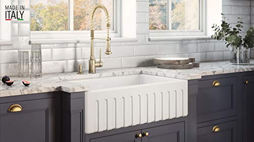 Ruvati 33 X 20 Inch Fireclay Reversible Farmhouse Apron-Front Kitchen Sink Single Bowl - White - Rvl2300Wh #TOP3