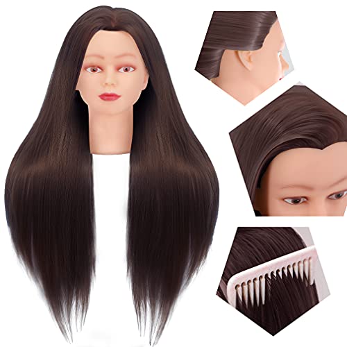 Cosmetology Mannequin Head with Synthetic Hair and Adjustable Stand 26-28” Blonde for Braiding Hair Styling Training Hairart Hairdressing Salon Display