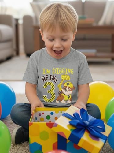 Image of Tstars Paw Patrol Rubble 3rd Birthday Shirt Toddler Boy 3 Year Old Tee
