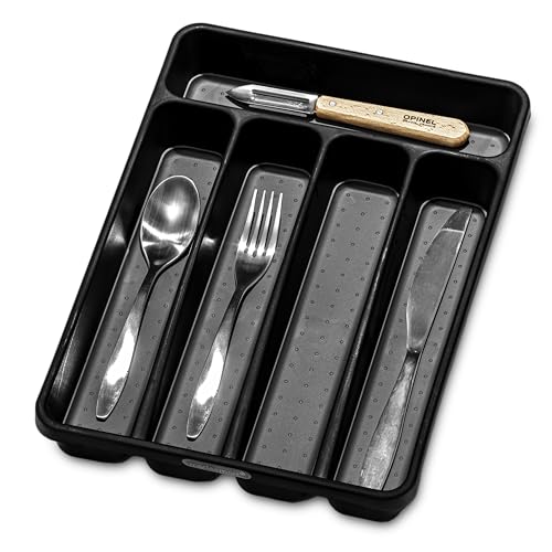 madesmart Silverware Tablett, aus der Carbon-Kollektion, antimikrobiell, weiches Innenfutter und rutschfester Gummiboden, BPA-frei, Mini