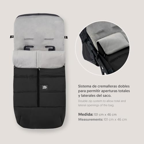 Interbaby Footmuff for Pram Pram Blanket Winter Soft | Sleeping Bag for Pushchair Removable Double Opening Easy Cleaning Anti-Allergic Materials Black - 1