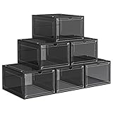 QUÉ HAY EN LA CAJA: Un juego de 6 cajas de zapatos de plástico con puertas transparentes, 36 clavos de plástico para un diseño apilable y expandible, instrucciones fáciles de seguir, y una forma elegante y rápida de organizar tus zapatos