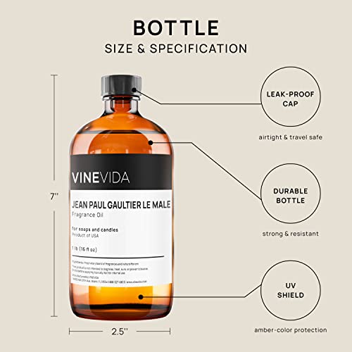 Vinevida [16Oz] (Our Version Of) Jean Paul Gaultier Le Male Fragrance Oil For Soap Making Scents For Candle Making, Perfume Oils, Soy Candles, Home Scents Oil Diffusers, Bath Scent Bomb Oils #TOP4