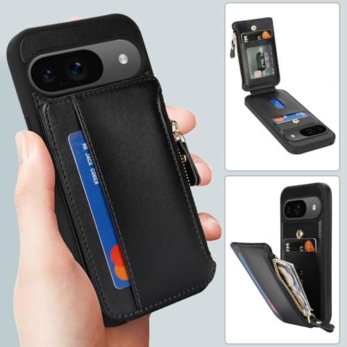 Image of Cavor for Google Pixel 9 /9 Pro Case Wallet with Card Holder, Black