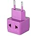 European Plug Adapter by Yubi Power 2 in 1 Universal Travel Adapter with 2 Universal Outlets - 2 Pack - Purple - Type C for Europe, France, Germany, Russia, Spain & more..